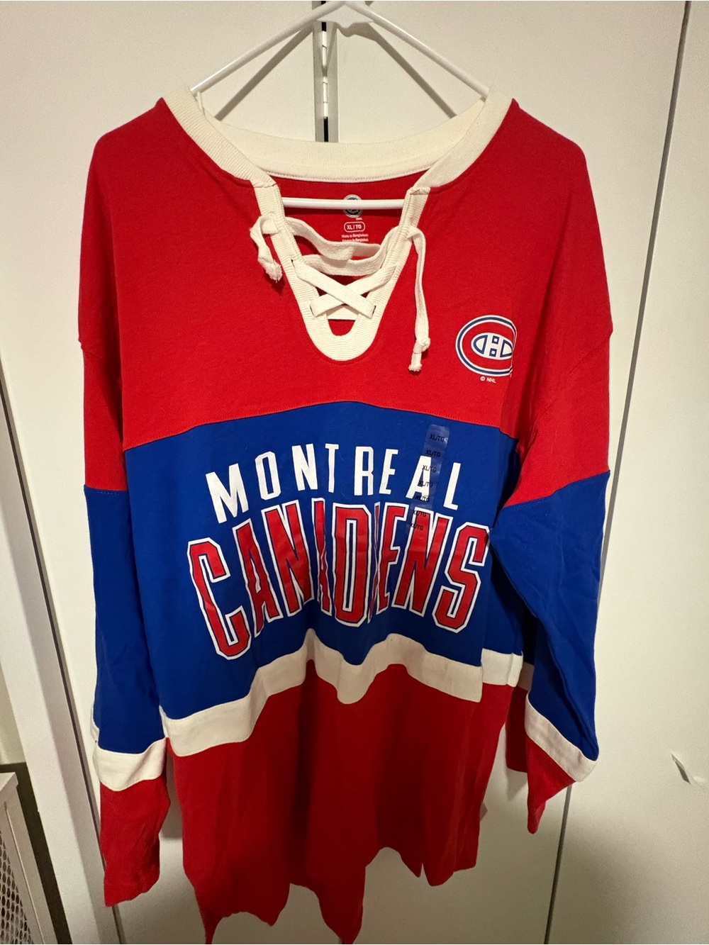 NHL Montreal Canadiens Red & Blue Lace-Up Long Sleeve Shirt